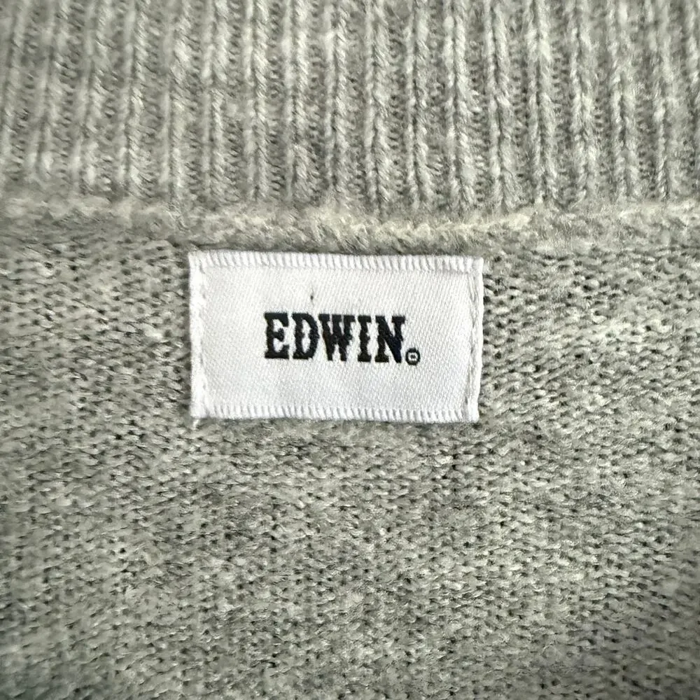 EDWIN Jeans | Heather Gray Melange Crewneck Sweater with Patch | Small